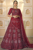 Light Maroon Net Embroidered Lehenga