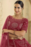 Light Maroon Net Embroidered Lehenga