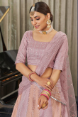 Light Mauve Art Silk Embroidered Lehenga