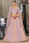 Light Mauve Art Silk Embroidered Lehenga