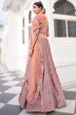 Light Mauve Art Silk Zari Embroidered Panelled Style Lehenga