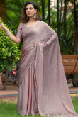 Light Mauve Chiffon Stone Embellished Light Weight Saree