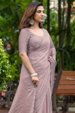 Light Mauve Chiffon Stone Embellished Light Weight Saree