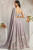 Light Mauve Chinnon Resham Embroidered Panelled Lehenga