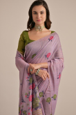 Light Mauve Cotton Weaved Thread Light Weight Saree