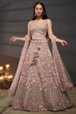 Light Mauve Dori Embroidered Net Panelled Style Lehenga