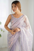 Light Mauve Embroidered Light Weight Saree 