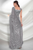 Georgette Saree in Dark Grey colour for Sangeet