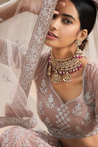 Net Light Mauve Mauve Dori Embroidered Bridesmaid Wear Lehenga