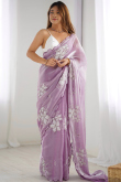 Light mauve Organza Sequins Embroidered Light Weight Saree 