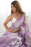 Light mauve Organza Sequins Embroidered Light Weight Saree 