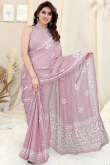 Light Mauve Printed Light Weight Georgette Saree