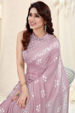 Light Mauve Printed Light Weight Georgette Saree