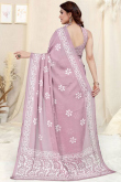 Light Mauve Printed Light Weight Georgette Saree