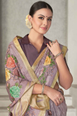Light Mauve Printed Silk Light Weight Saree
