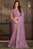 Light Mauve Satin Chiffon Embroidered Light Weight Saree