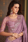 Light Mauve Satin Chiffon Embroidered Light Weight Saree