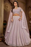 Light Mauve Sequins Embroidered Bridesmaid Net Lehenga