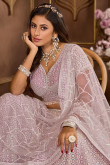 Light Mauve Sequins Embroidered Bridesmaid Net Lehenga