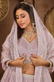 Light Mauve Sequins Embroidered Bridesmaid Net Lehenga