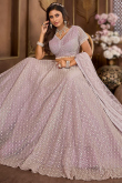 Light Mauve Sequins Embroidered Bridesmaid Net Lehenga