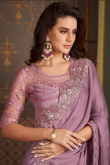 Light Mauve Sequins Embroidered Silk Party Wear Saree 