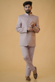 Light Mauve Silk Jodhpuri Style Plain Men's Coat Pant