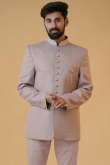 Light Mauve Silk Jodhpuri Style Plain Men's Coat Pant