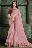 Light Mauve Tissue Embroidered Saree