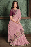 Light Mauve Tissue Embroidered Saree