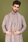 Light Mauve Viscose Silk Men's Kurta With Sequins For Diwali