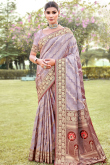 Light Mauve Weaved Traditional Silk Saree