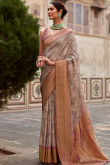 Light Mauve Woven Zari Broad Border Silk Saree