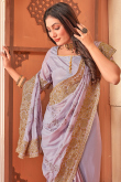 Light Mauve Zari Embroidered Crepe Silk Traditional Saree 