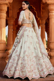 Light Mint Green Silk Blend Lehenga with Zari Work for Diwali Party