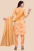 Light Orange Chanderi Silk Embroidered Churidar Suit