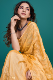 Light Orange Chiffon Sequins Embroidered Shimmer Saree