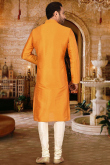 Light Orange Dupion Silk Men's Churidar Kurta 