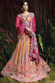 Light Orange Net Floor Length Lehenga
