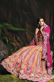 Light Orange Net Floor Length Lehenga