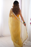 Light Orange Organza Saree With Dori Work For Navratri