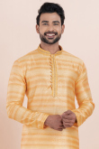 Light Orange Silk Blend Kurta Churidar With Zari Work 