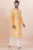 Light Orange Silk Blend Kurta Churidar With Zari Work 