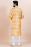 Light Orange Silk Blend Kurta Churidar With Zari Work 