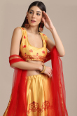 Silk Lehenga in Light Orange colour with Printed for Party 
