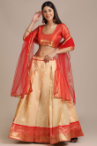 Light Orange Silk Woven Zari Lehenga