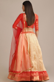 Light Orange Silk Woven Zari Lehenga