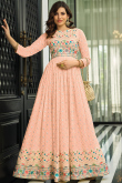 Light Peach Georgette Embroidered Anarkali Suit