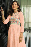 Light Peach Georgette Embroidered Anarkali Suit