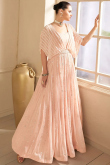Light Peach Georgette Gown with Mirror Work for Weddings